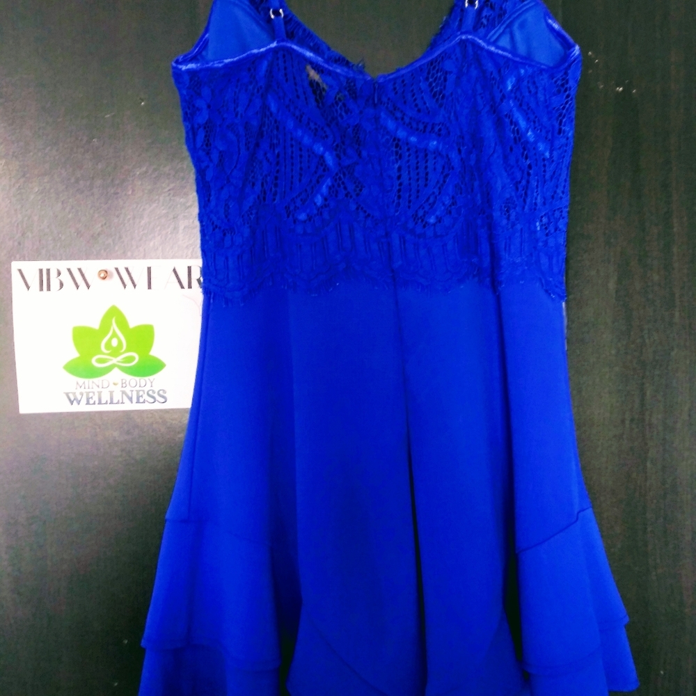 Blue Lace Sheer Top Romper
